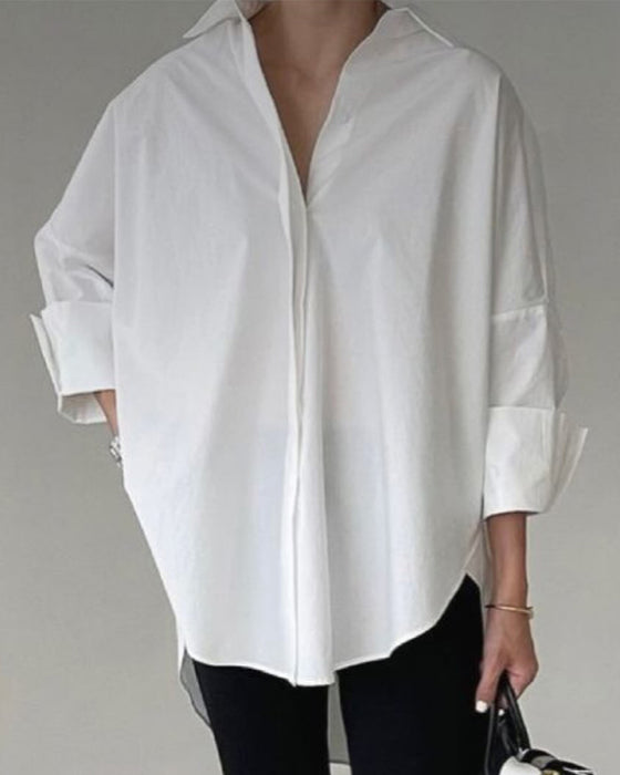 Bluse Drop-Schulter Locker Langarm