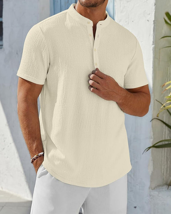 Hemd Einfarbig Locker Henley