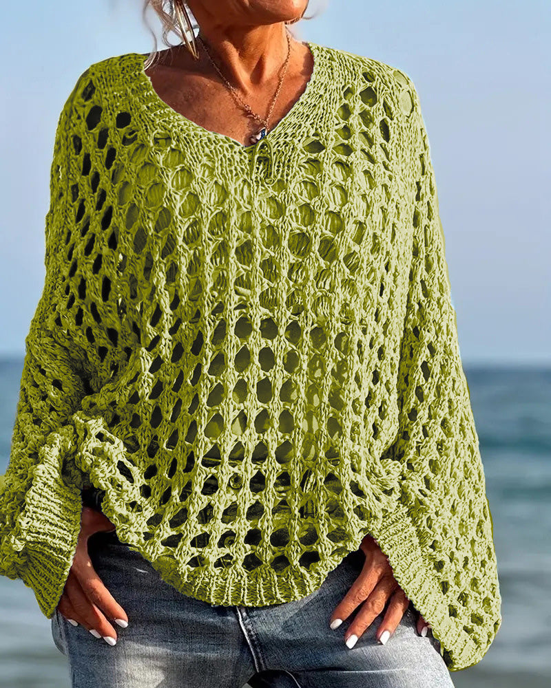 Pullover Langarm Hohl Aus