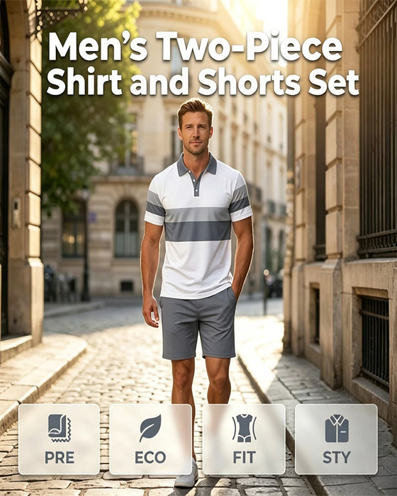 Set Gestreift Polo Herren Shorts