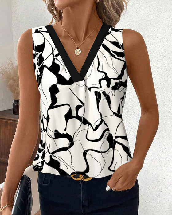 Tank Top V-Ausschnitt Ärmellos Bedruckt