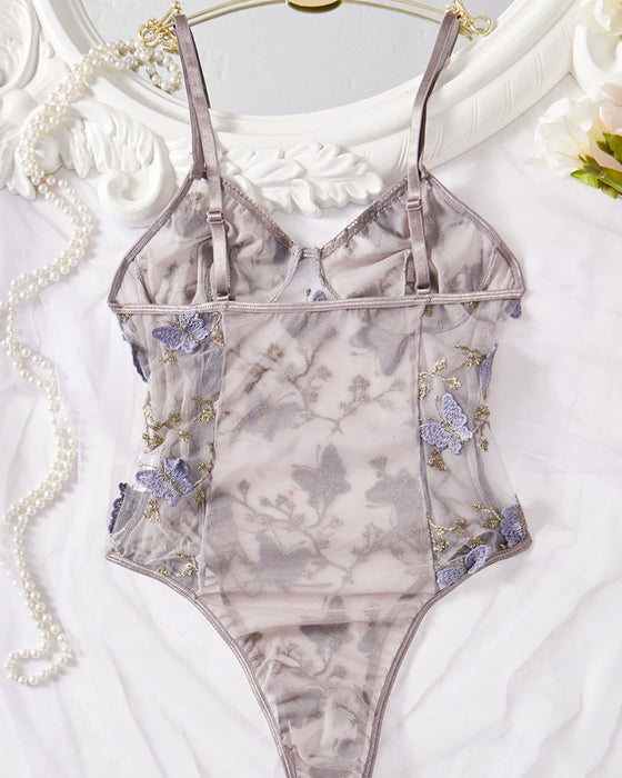 Einteilige Spitzen-Bedruckte Spaghettiträger Unterwäsche