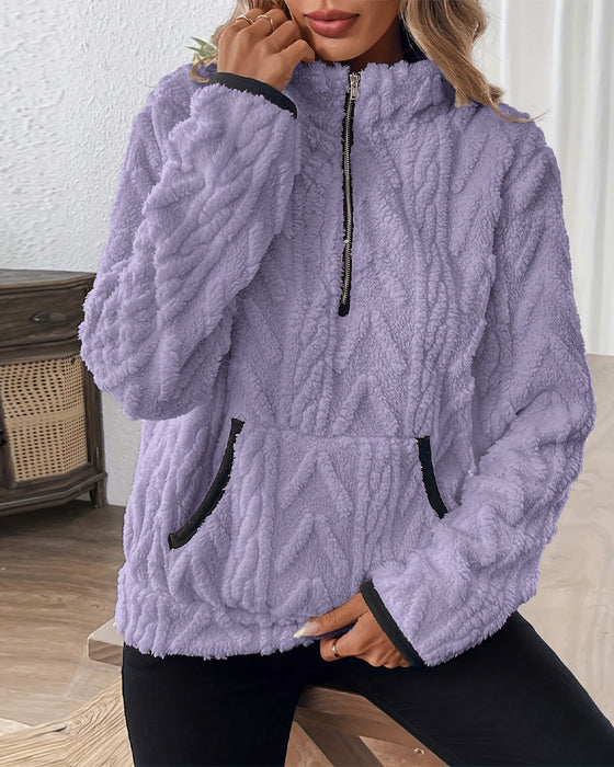 Sweatshirt mit Revers Frontreißer Flauschig