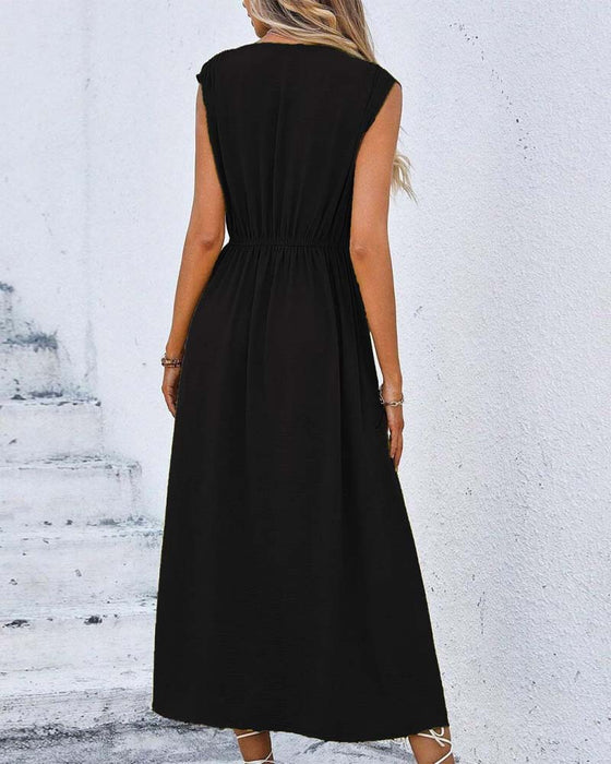 Kleid Einfarbig Tailliert Bindung