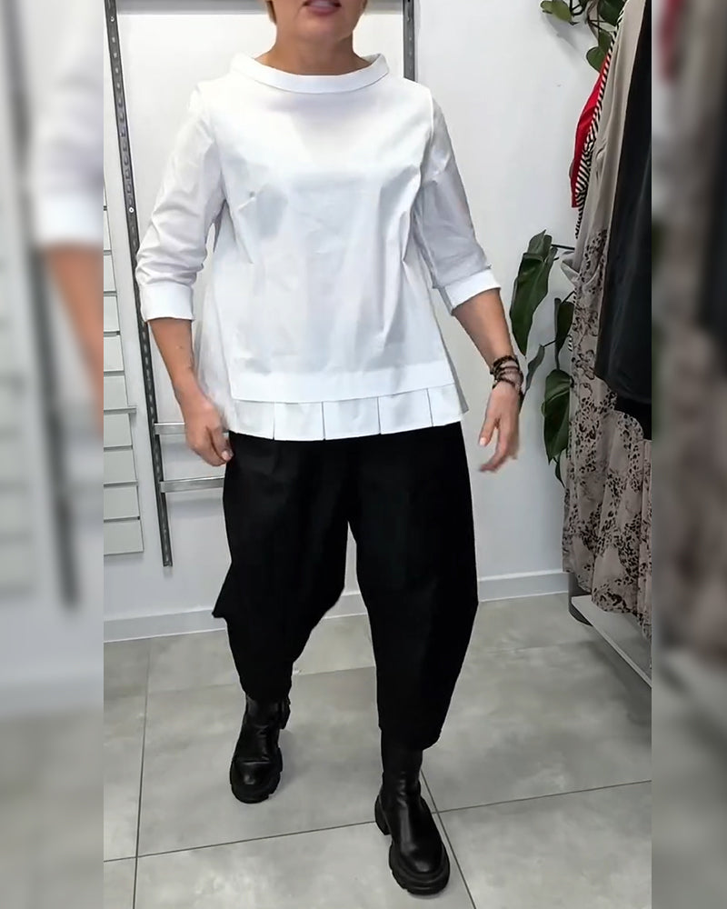 Bluse weiter Kragen uni lässig