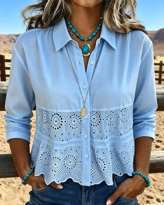 Bluse Ausschnitt Flickenwerk Revers