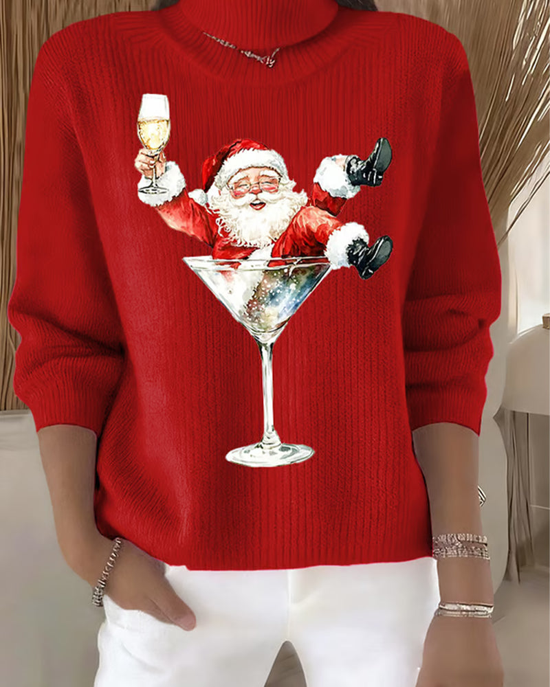 Figurbetonter Weihnachtsrollkragenpullover