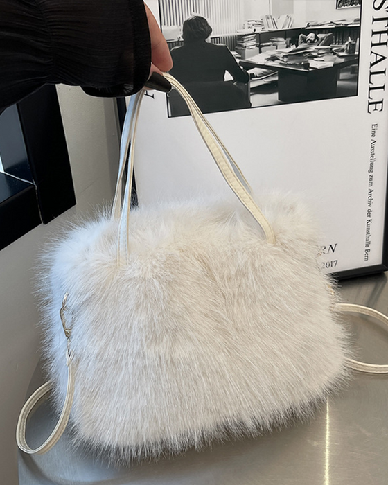 Modische Plüsch-Schultertasche