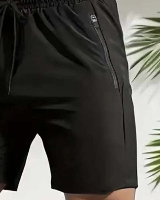 Shorts Kordelzug Reißverschluss Gummibund