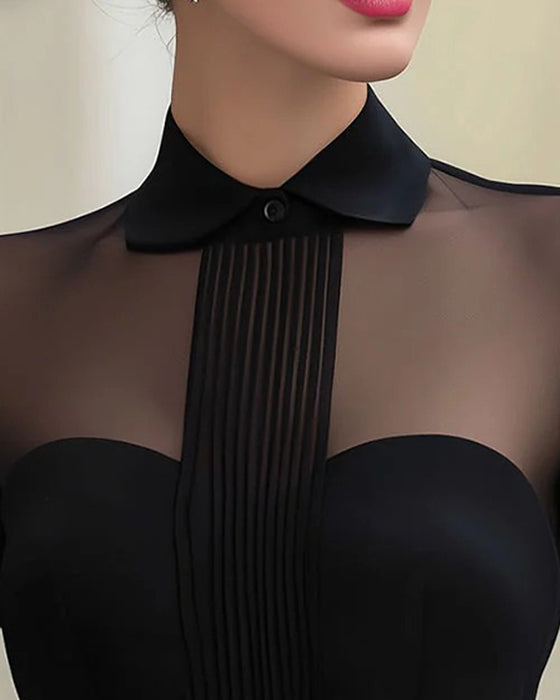 Bluse Elegant Mesh Langarm