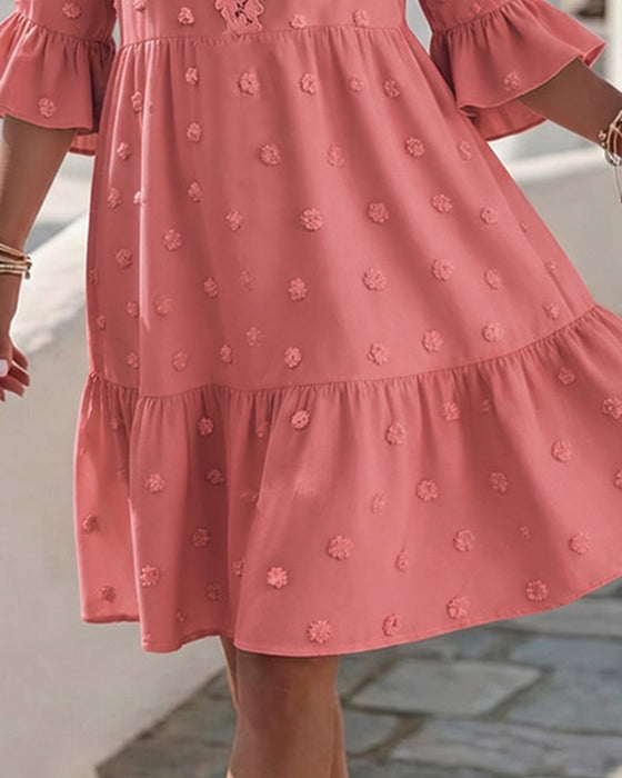 Kleid V-Ausschnitt Spitze Patchwork