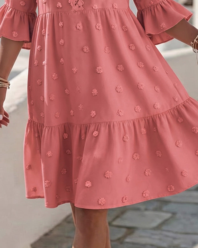 Kleid V-Ausschnitt Spitze Patchwork