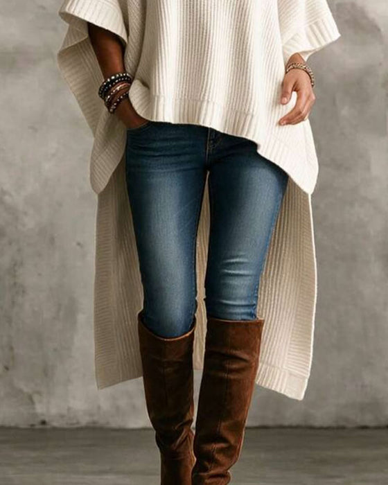 Pullover Turtleneck Cape Unregelmäßig