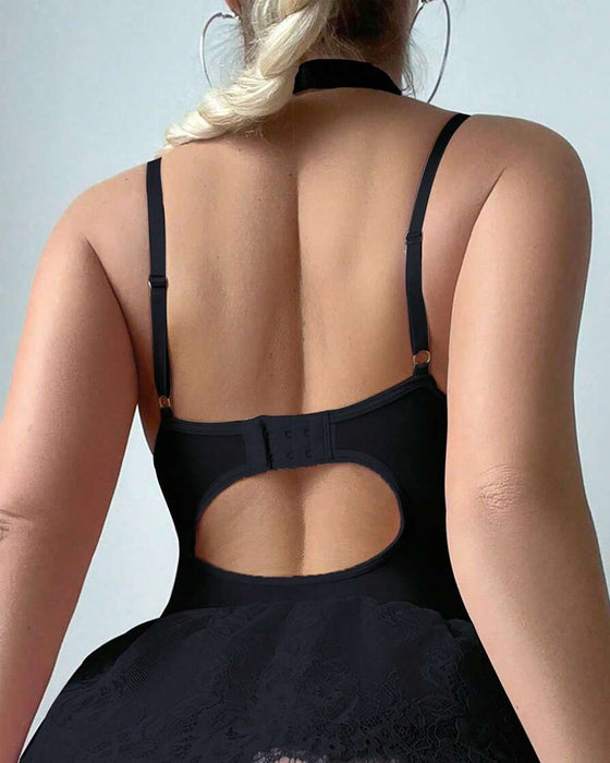 Zweiteiler Sexy Spitze Spaghetti‑Träger