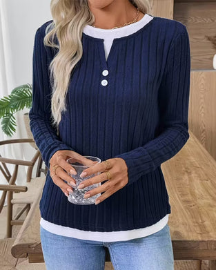 Top Fake zweiteilig gerippt gebürstet