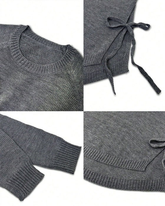 Pullover Mit Raglanärmeln Und Knoten-Seiten-Design