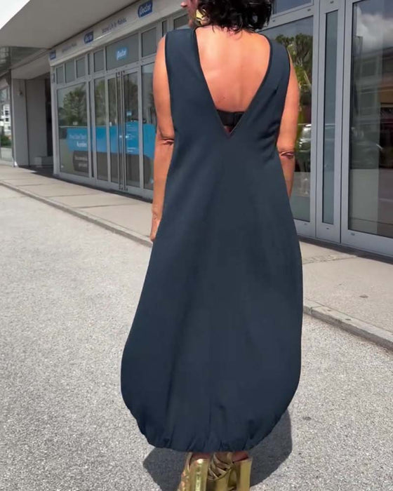 Kleid Mock Neck Ärmellos Locker