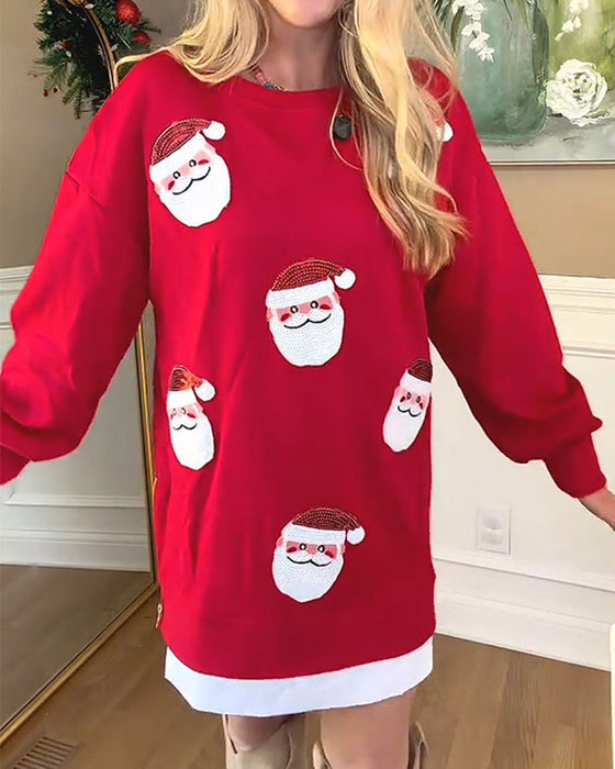 Kleid Weihnachtsmann Druck Zusammengesetzt Sweatshirt