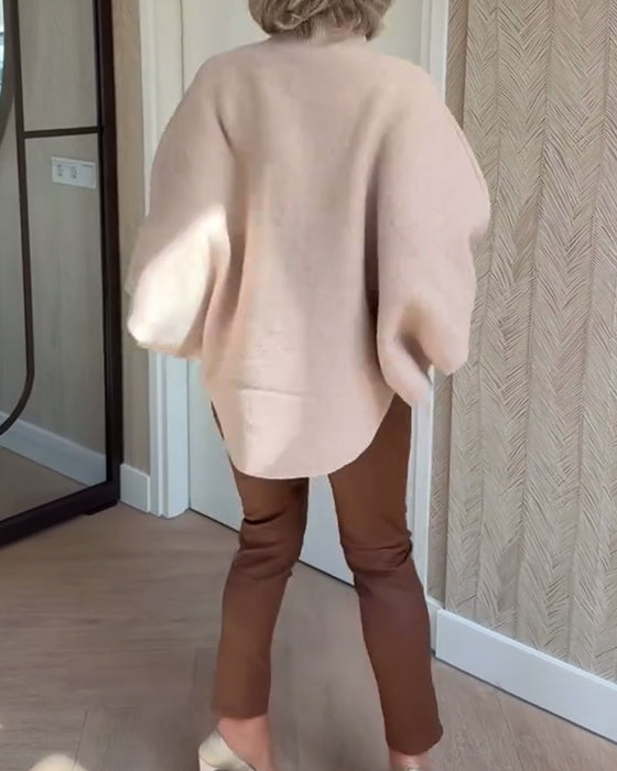 Strickjacke Stehkragen Fledermausärmel