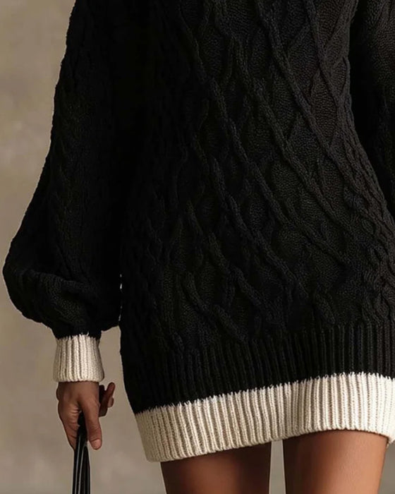 Kleid Langarm Revers Pullover