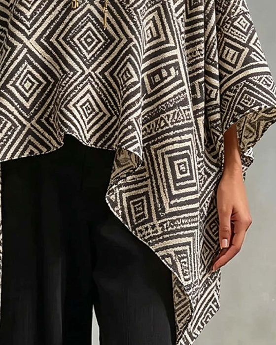 Bluse Diamant Muster Unregelmäßig Lässig