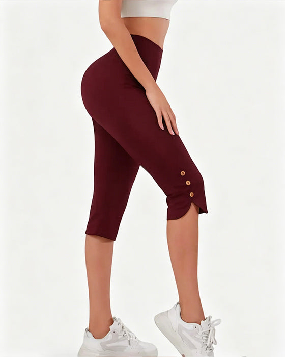 Leggings Einfarbig Schmal Geschnitten Gekürzt