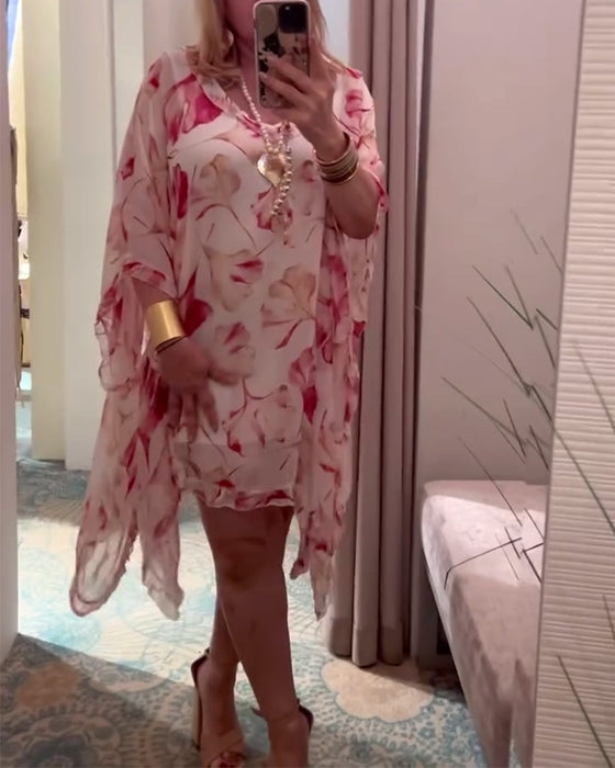 Kleid Fledermausärmel Unregelmäßiges Hemd