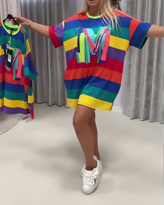 Kleid Regenbogen Gestreift Buchstabe