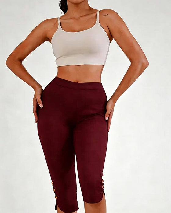 Leggings Einfarbig Schmal Geschnitten Gekürzt
