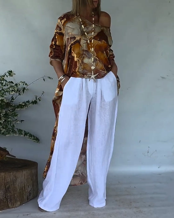 Bluse modisch Schlitz bedruckt