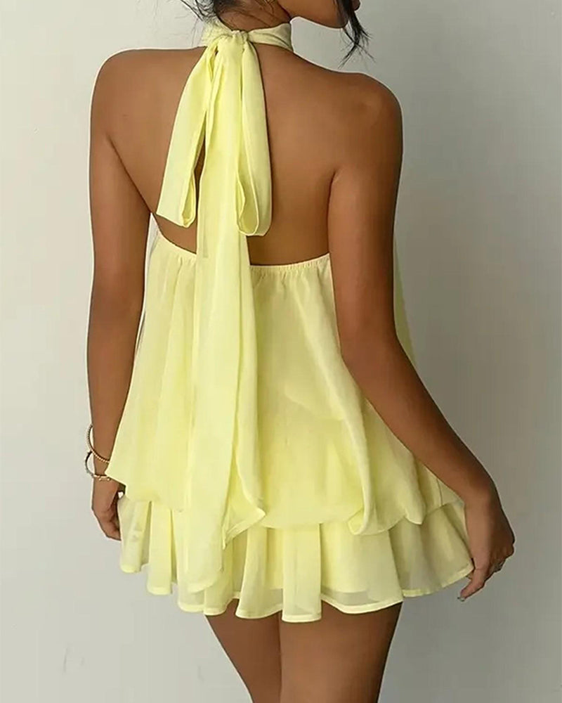 Kleid Neckholder Chiffon Mini