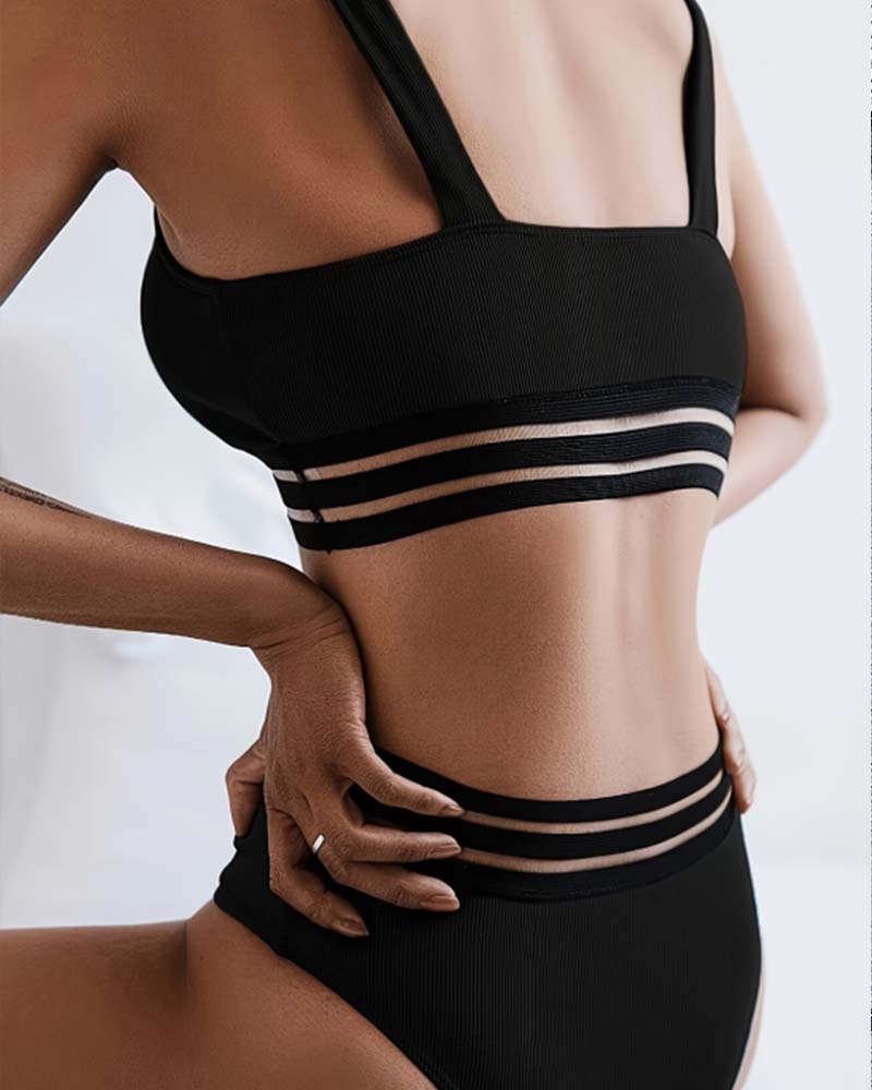 Bikini Streifen Patchwork Minimalistisch Einfarbig