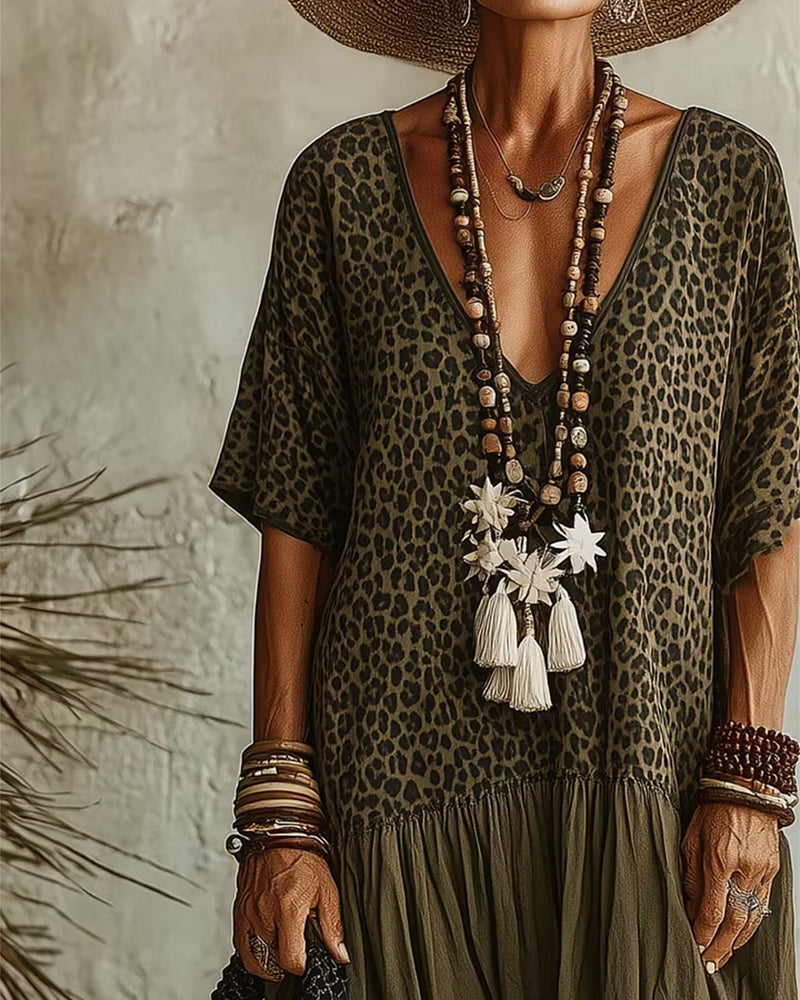 Lässiges Maxikleid Mit Leopardenmuster