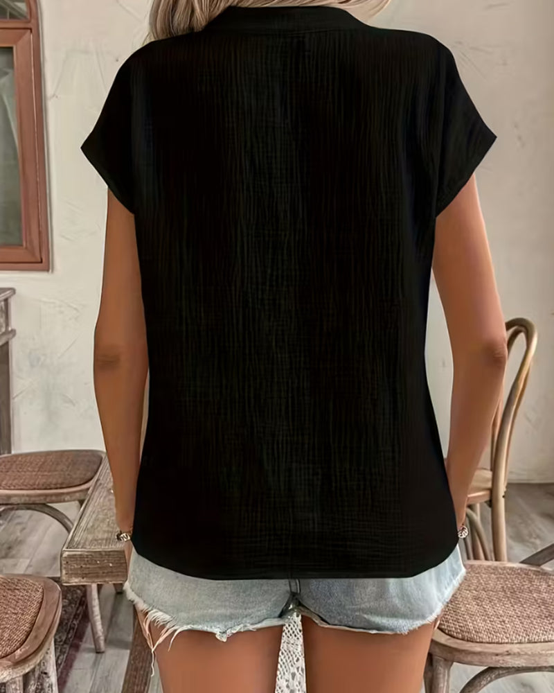 Bluse Liebe V-Ausschnitt Kurzarm