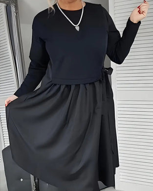 Kleid Strick Patchwork Seitenbindung