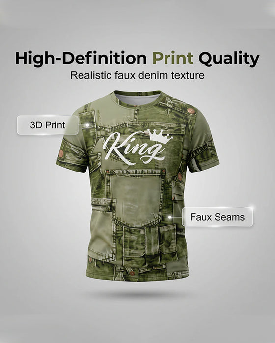 Herren-Set Mit Rundhals-Monogramm-T-Shirt Und Kordelzug-Shorts