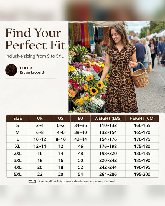 Kleid Lässig Leopardenmuster Maxi