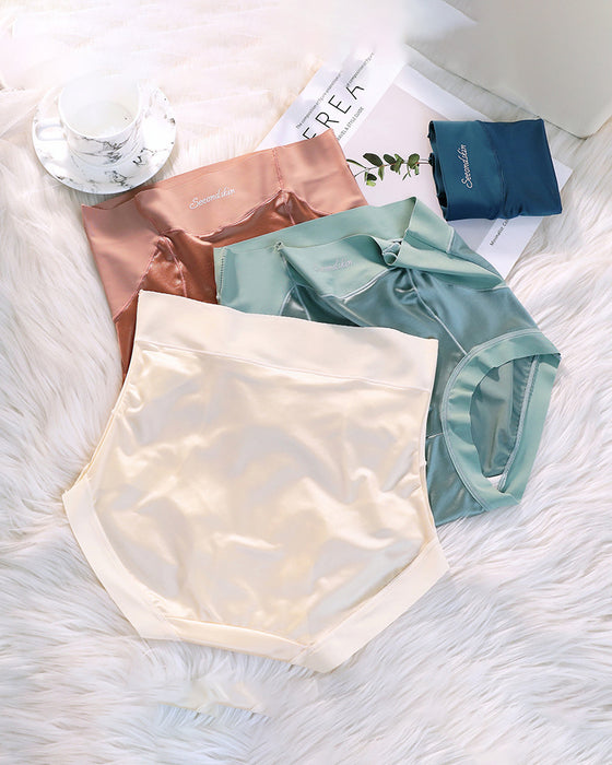 Damen hohe Taille Eisseide Satin nahtlose sexy Slip mit Po-Lift und Bauchkontrolle