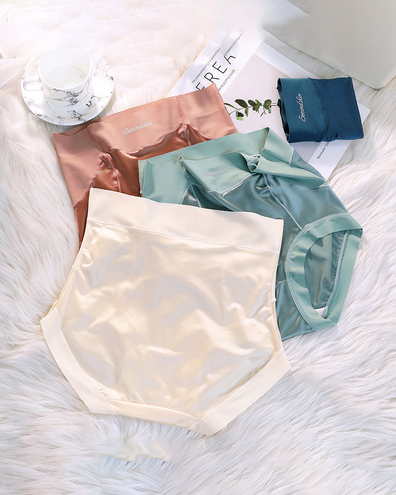 Damen hohe Taille Eisseide Satin nahtlose sexy Slip mit Po-Lift und Bauchkontrolle