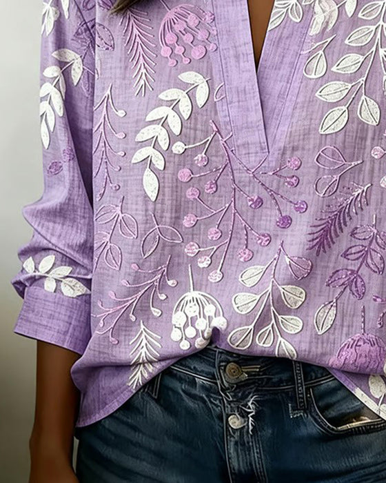 Bluse Mit Blumenmuster Und Stehkragen