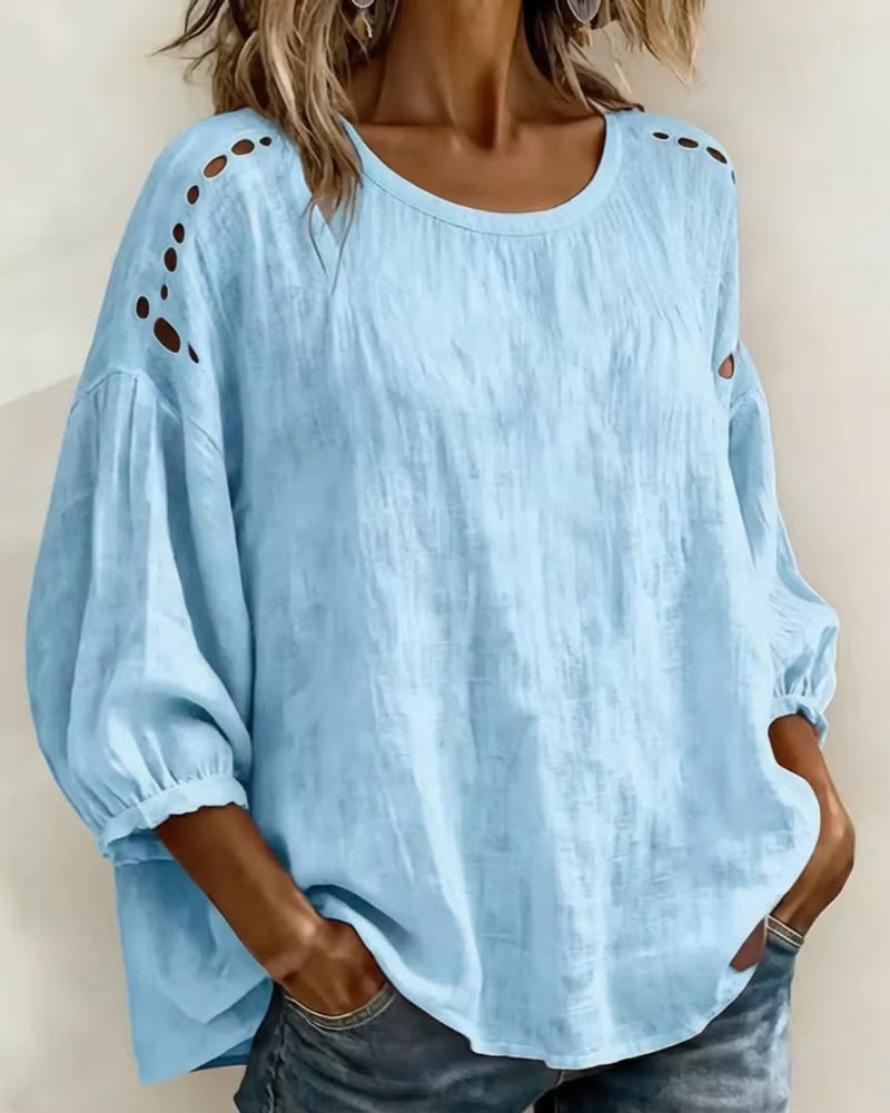 Bluse Durchbrochen 100% Baumwolle