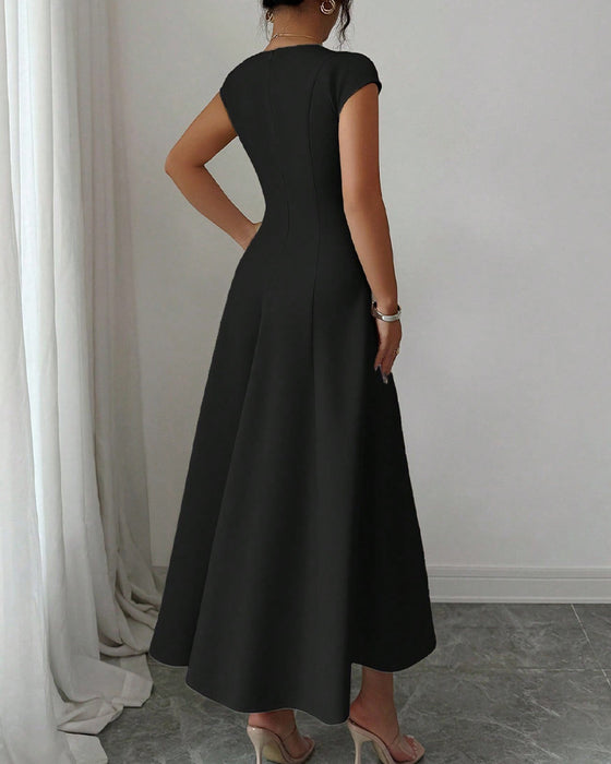 Kleid Quadratischer Ausschnitt Kurzarm