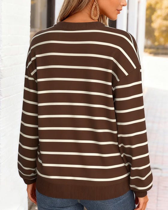 Gestreiftes Lockeres Ripp-Sweatshirt