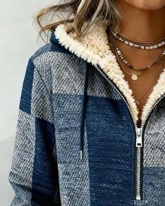 Stylischer Hoodie Mit Halbzip Und Colour-Blocking