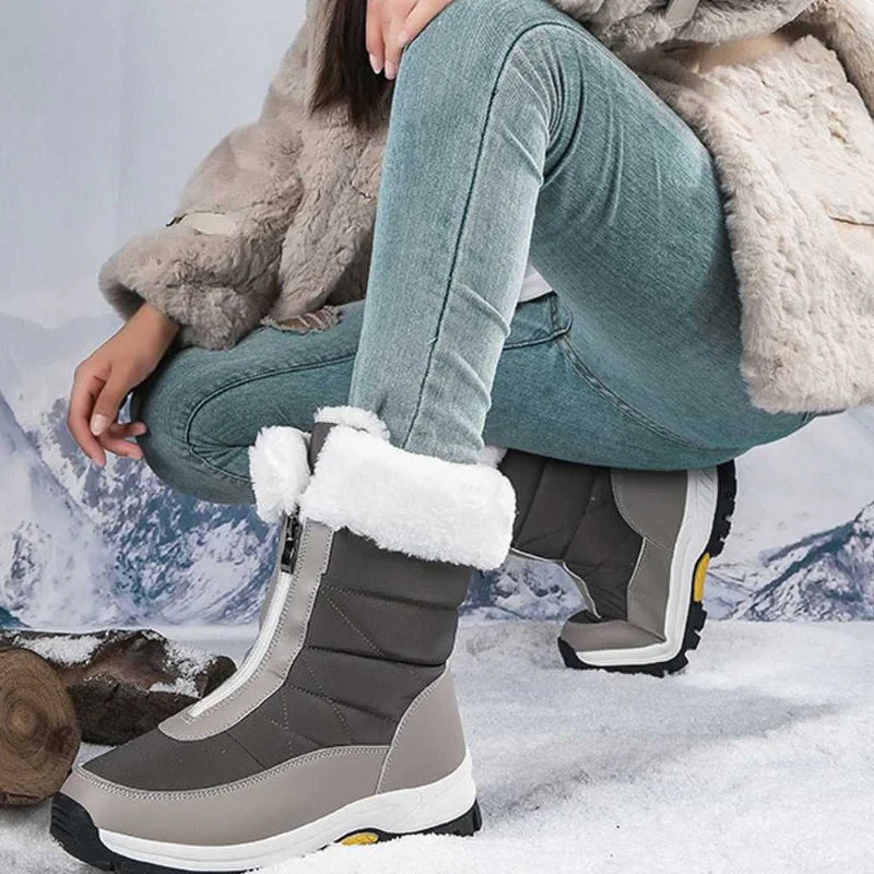rutschfeste warme Schneestiefel mit Reißverschluss für Damen