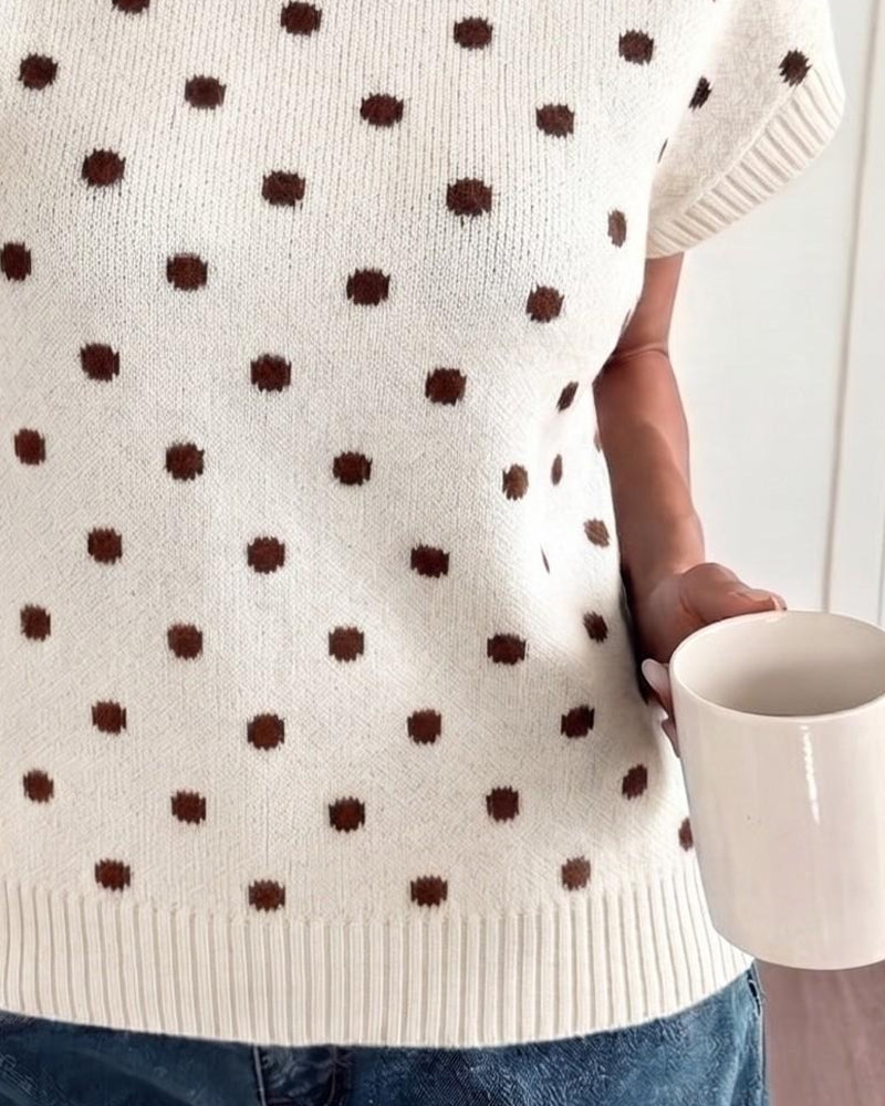 Pullover Turtleneck Gepunktet Kurzarm