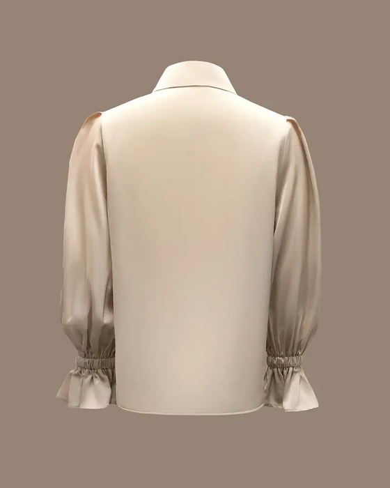 Bluse elegante Satin mit Trompetenärmeln