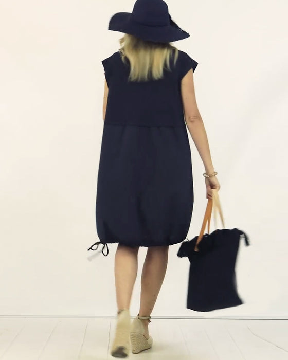 Kleid Rundhals Ärmellos Bedruckt
