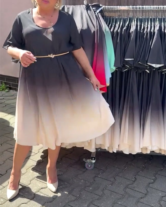 Kleid Kurzarm Farbverlauf Schwingend