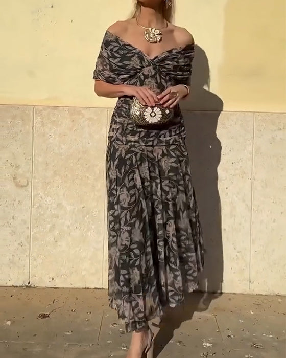 Kleid V-Ausschnitt Schulterfrei Modisch